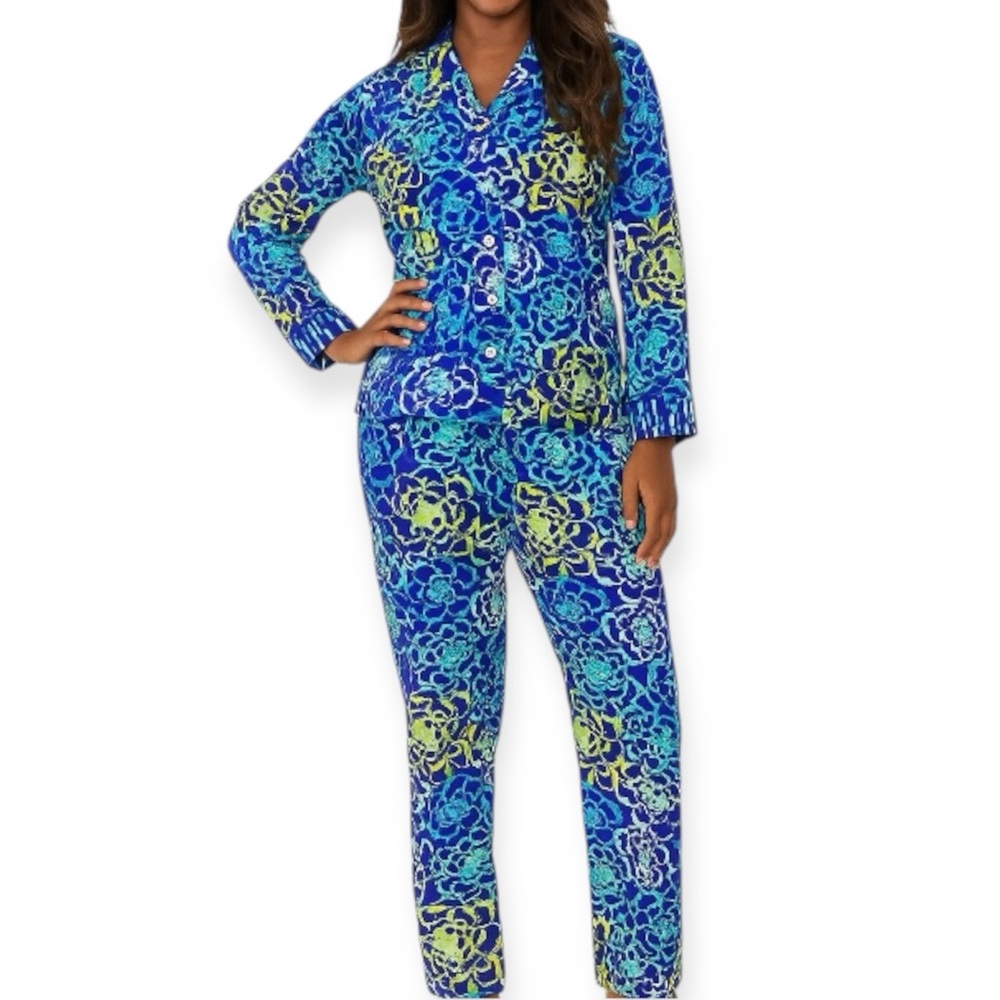Vera Bradley Pajamas Set Katalina Blues Print Blue and Green Sz S NWT